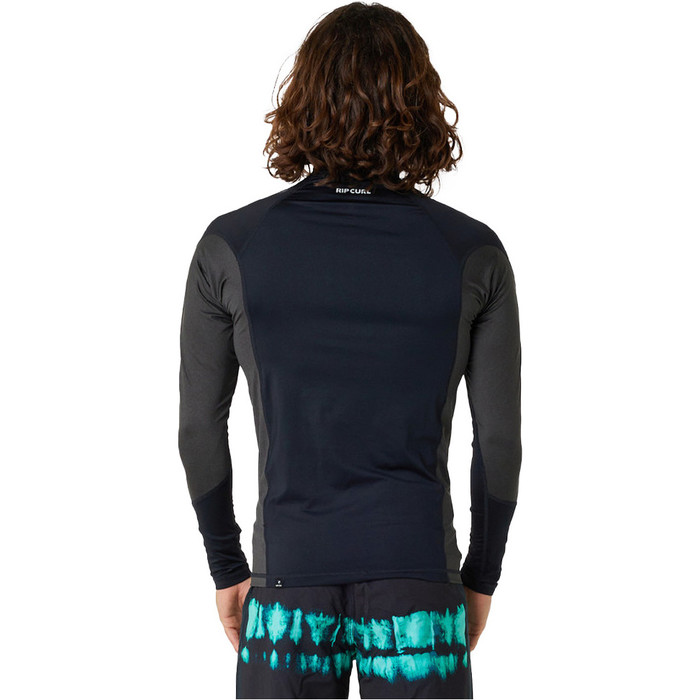 2024 Rip Curl Mens Waves UPF Performance Chaleco de manga larga 141MRV - Negro